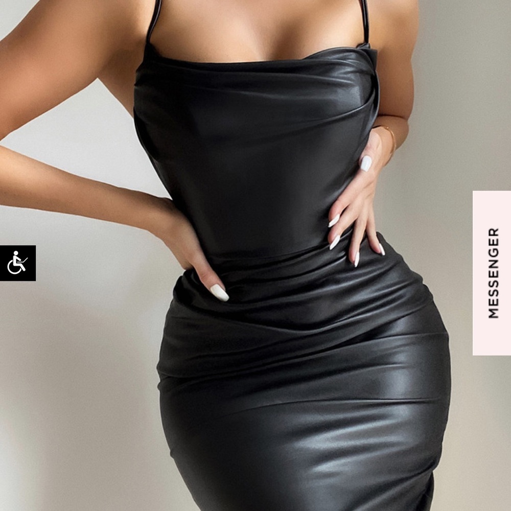 Black faux leather dress from house of CB